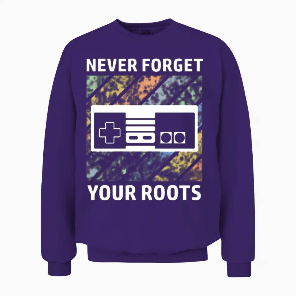 Retro Gamer Video Games Saying Unisex Sweatshirt in Purple