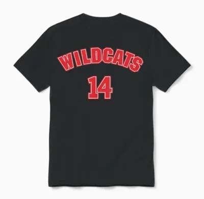 Children's High School Musical Wildcats 14 T-Shirt, White Unisex T-Shirt - Black