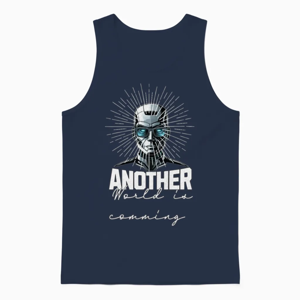Ai: Another World Is Coming Unisex Tank Top in Navy