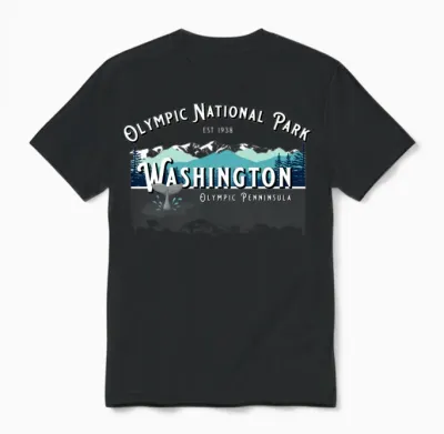 Olympic National Park Washington Hiking Camping Unisex T-Shirt - Black