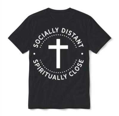 Social Distancing Spiritually Close Faith Unisex T-Shirt - Black