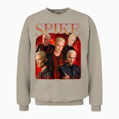 Buffy the Vampire Slayer Iconic Spike 90's Collage Poster T-Shirt, Black, S Unisex Sweatshirt - Sand