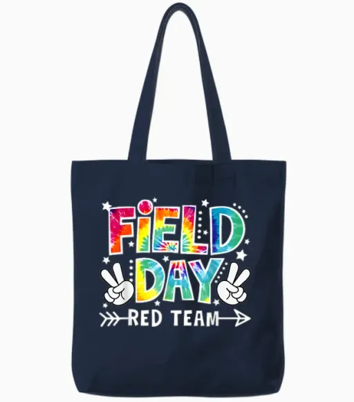 Field Day Red Team Funny for Teacher Kids Field Day Games Tote Bags in Navy