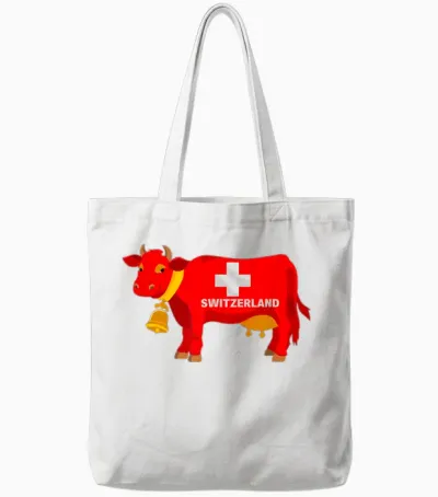 Swiss Flag Swiss Cow Swiss Alps Tote Bags - White