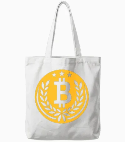 Emblem Bitcoin Laurel Wreath Tote Bags - White