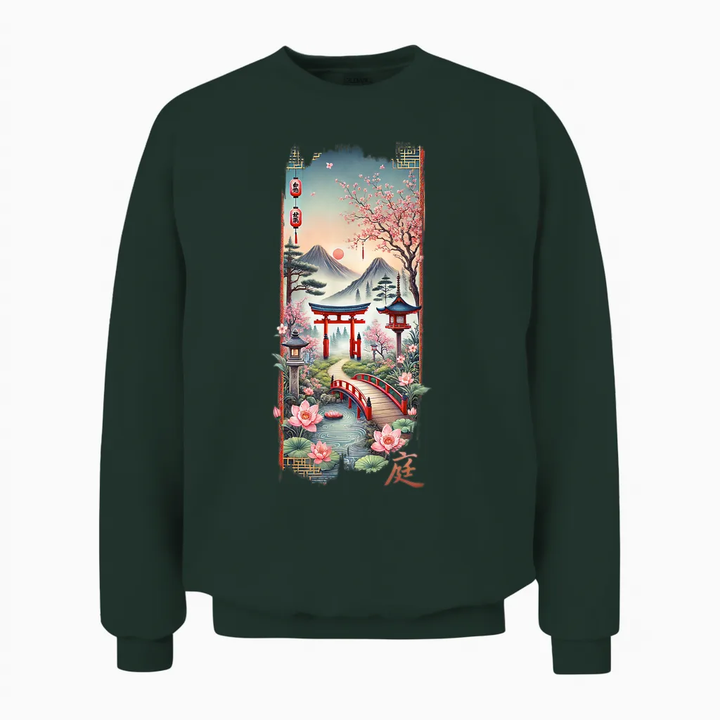 Pure Japanese Culture Vaporwave 80's 90's Cherry Blossom T-Shirt, Black, S Unisex Sweatshirt in Forest