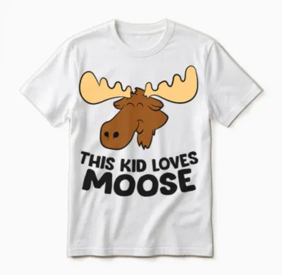 This Kid Loves Moose Cute Cartoon Moose Drawing Unisex T-Shirt - White