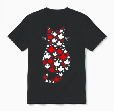 Chat Fête Du Canada Drapeau Canadien Drôle Canada Unisex T-Shirt - Black