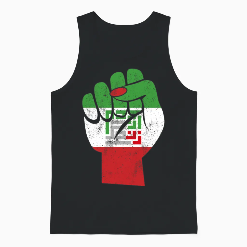 Iranian Flag Women Life Freedom in Farsi Female Unisex Tank Top in Black