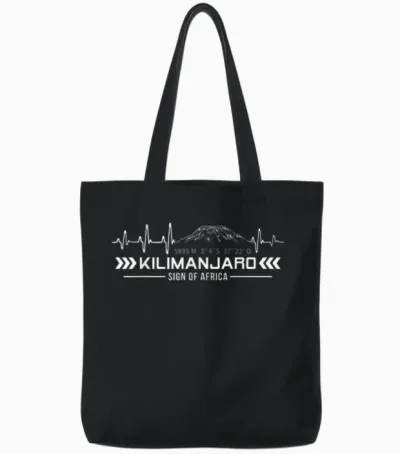 Kilimanjaro Kilimandscharo Kibo Afrika Berggipfel Herzschlag Tote Bags - Black