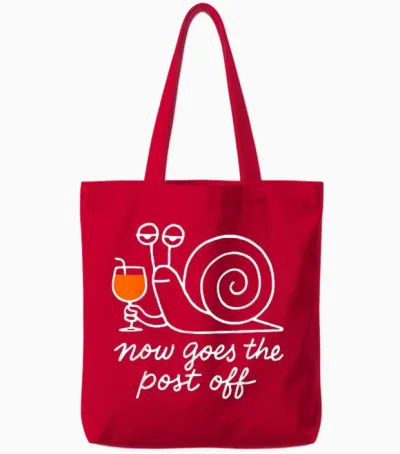 Now Goes the Post Off Tote Bags - Red