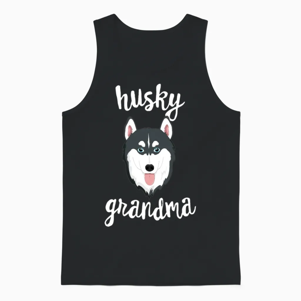 Siberian Husky Grandma Pawma Dog Grandparents Unisex Tank Top in Black