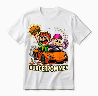 Burger Pommes Comic Art Spielzeugauto Snack Unisex T-Shirt - White