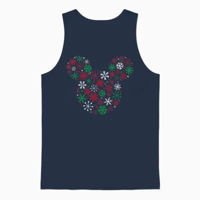 Disney Mickey Mouse Icon Holiday Snowflakes T-Shirt Small Unisex Tank Top - Navy
