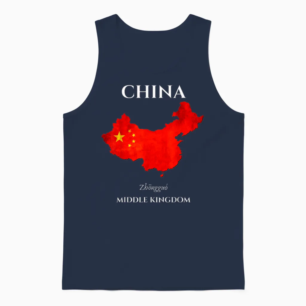 Chinese Flag Souvenir of China Unisex Tank Top in Navy