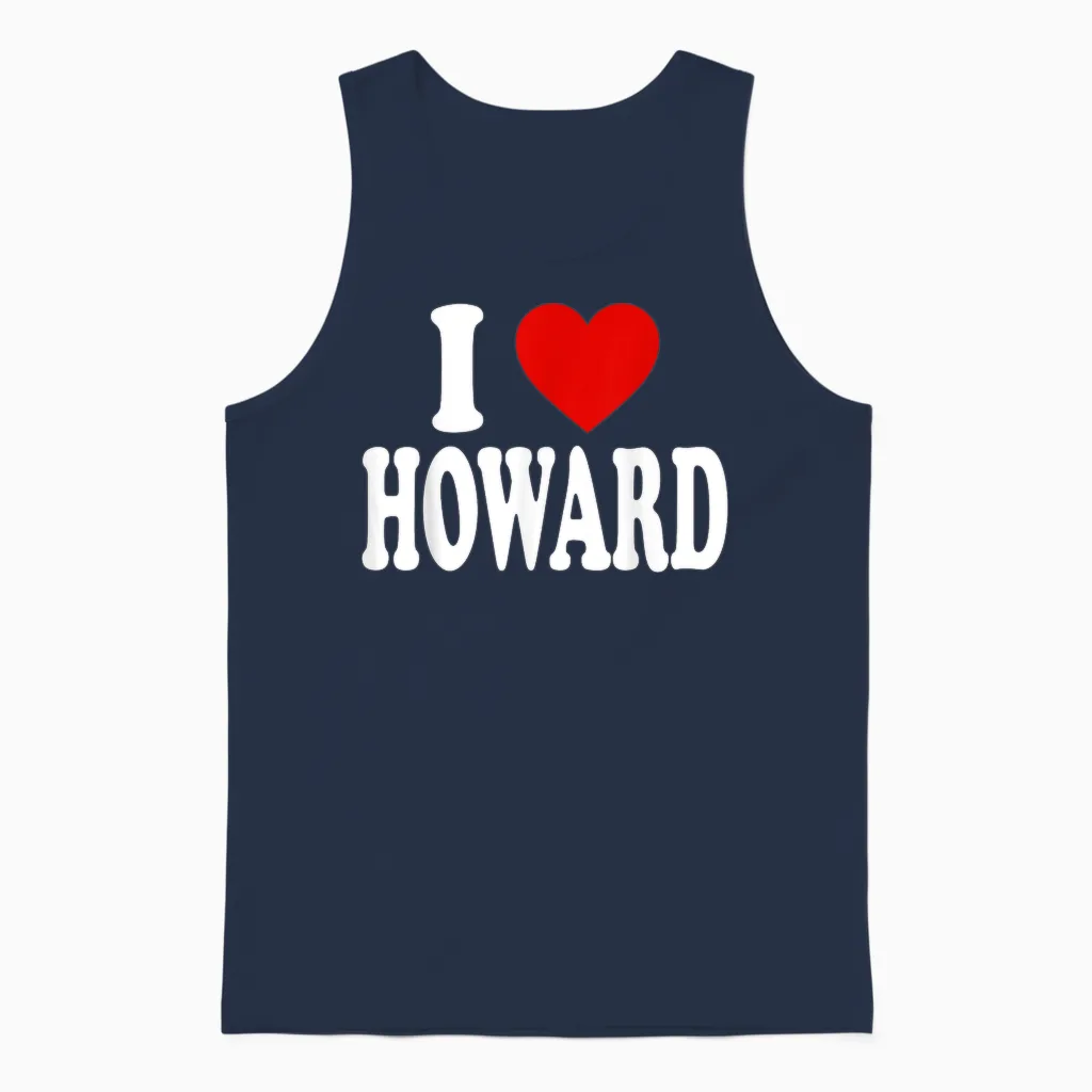 I Love Howard T-Shirt, Black, S Unisex Tank Top in Navy