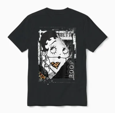 Betty Boop Distressed Punk Rock Vintage Stamp Poster Design Unisex T-Shirt - Black