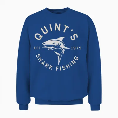 Vintage Quint's Shark Fishing 1975 Retro Unisex Sweatshirt - Royal