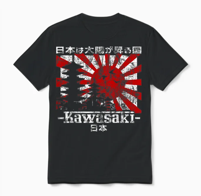 Kawasaki City 90s Retro Japan Esthetics 80s Kawasaki Unisex T-Shirt in Black