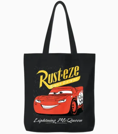 Disney Pixar Cars Lightning Mcqueen Vintage Rusteze Tote Bags - Black