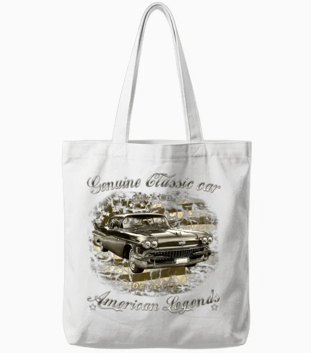 50-Ties Deville Cadillac Tote Bags in White