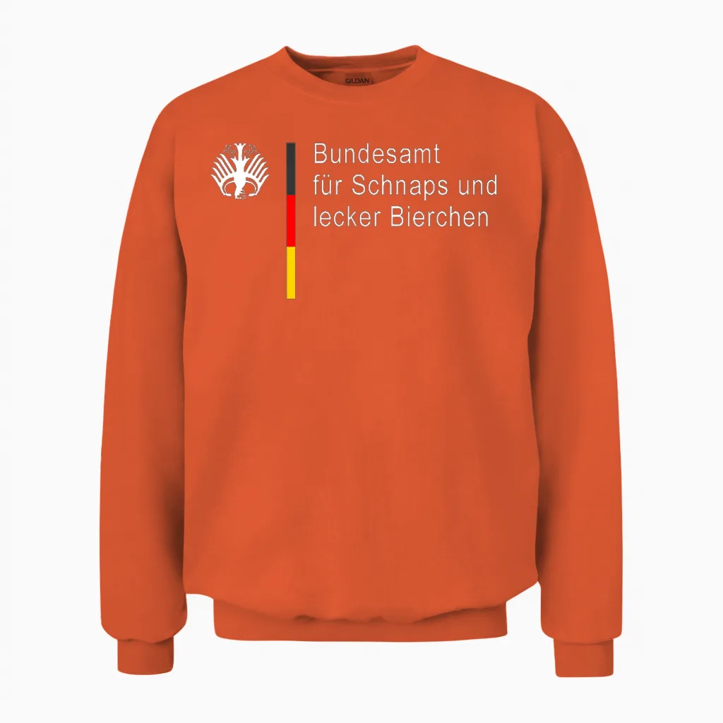 German Federal Office for Schnapps and Delicious Beer (fun) Unisex Sweatshirt in Orange