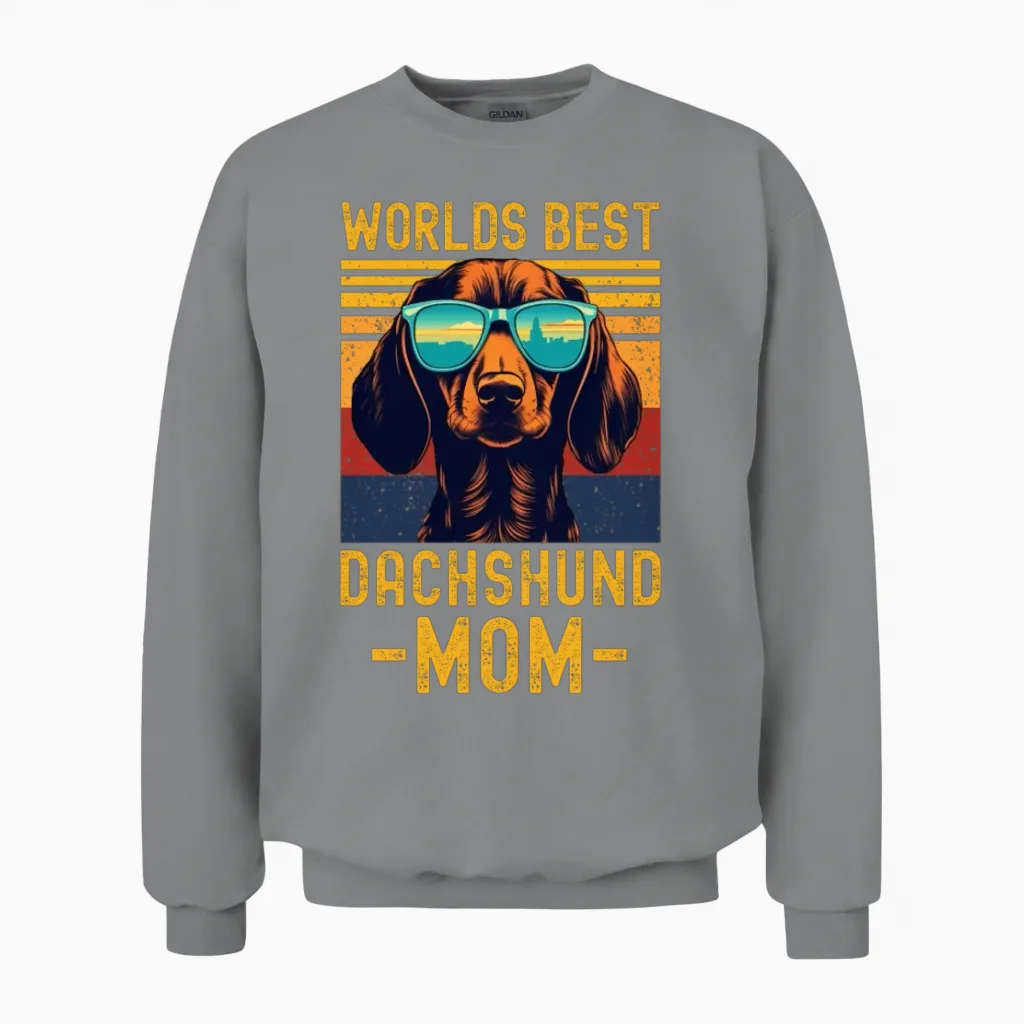 Dachshund with Sunglasses Retro Unisex Sweatshirt - Sport Grey