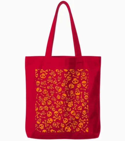 Motif Tête De Mort Et Os Croisés - Graphique Gothique D'halloween Tote Bags in Red
