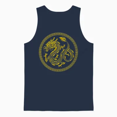 Cool Chinese Gold Dragon Unisex Tank Top - Navy