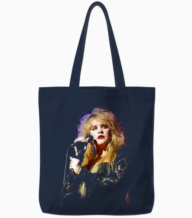 Stevie Nicks Fleetwood Mac Sänger Live 1990 Tote Bags in Navy