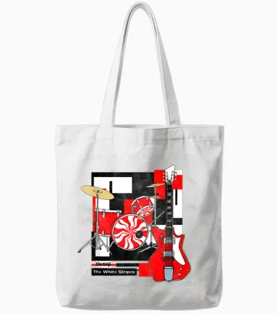 The White Stripes Band Set Tote Bags - White