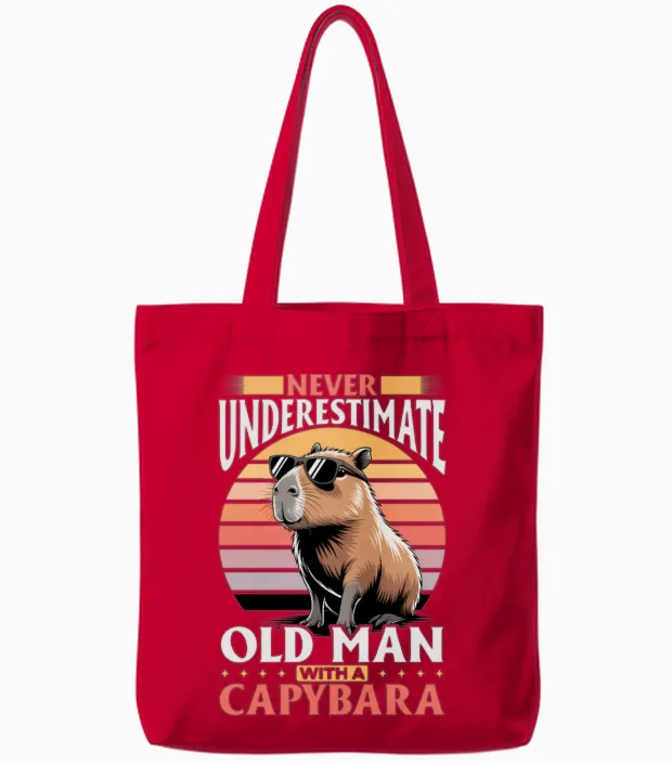 Funny Capybara Tote Bags in Red