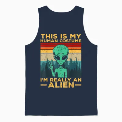Alien Costume Alien This Is My Human Costume Alien T-Shirt, Black Unisex Tank Top - Navy