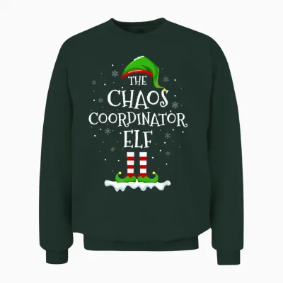 Chaos Coordinator Elf Squad Family Matching Christmas Elf Unisex Sweatshirt - Forest