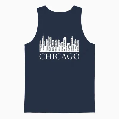 Chicago Buildings Unisex Tank Top - Navy
