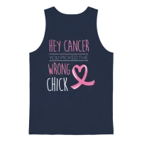 Breast Cancer Picked the Wrong Chick Unisex Tank Top - Navy – 1