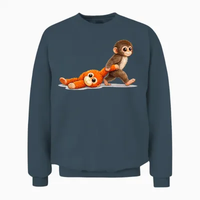 Retro Cute Monkey Punch Ultimately I Have to Be Brave Viral Unisex Sweatshirt - Dark Heather