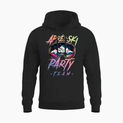 Apres Ski Party Team 2025 Colourful T-Shirt, Black Unisex Hoodie - Black