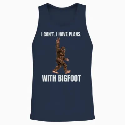 I Can't I Have Plans with Bigfoot Funny Sasquatch Big Foot Unisex Tank Top - Navy