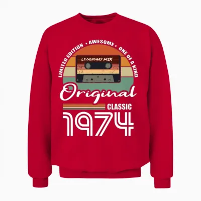 50th Birthday Vintage 1974 Original 1974 Unisex Sweatshirt - Red