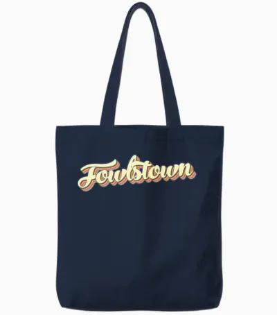 Fowlstown Baseball Font Tote Bags - Navy