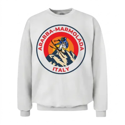Vintage Skiing in Arabba-Marmolada Italy Sunset Unisex Sweatshirt - White