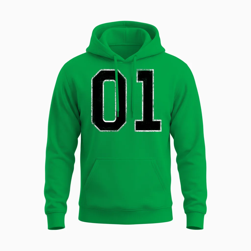 Lee 01 Orange Distressed Orange Graphic Unisex Hoodie in Irish Green