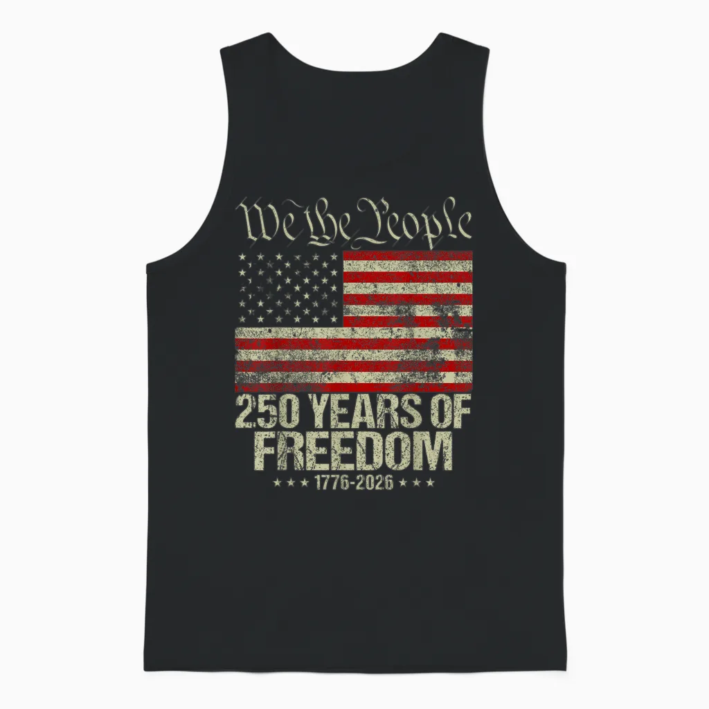 Drapeau Américain Vieilli 250e Anniversaire Unisex Tank Top in Black