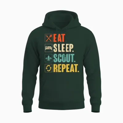Eat Sleep Scout Repeat Funny Scouting Lover Unisex Hoodie - Forest