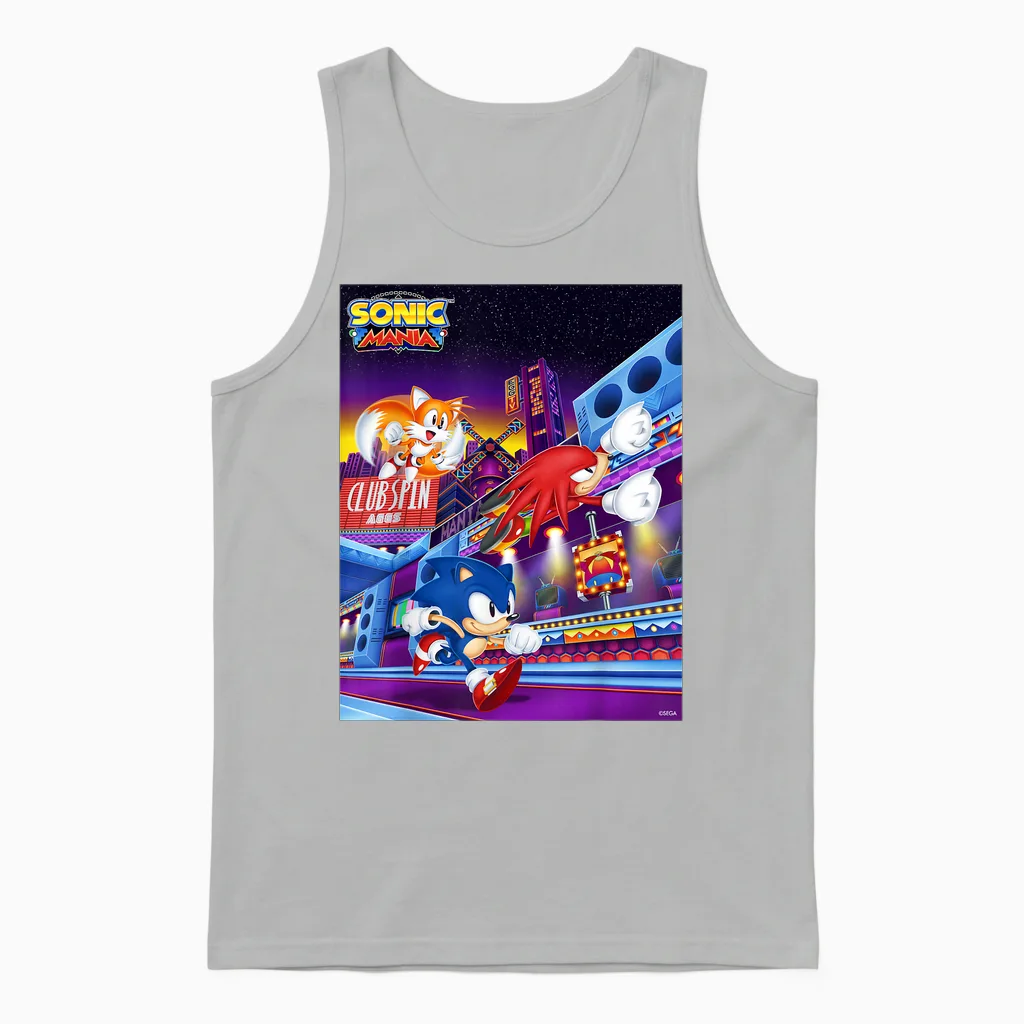 Sonic the Hedgehog - Sonic Mania Club Spin Unisex Tank Top in Ash