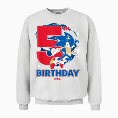 Sonic the Hedgehog 5th Birthday Epic Sonic Big Chest Logo Unisex Sweatshirt - White