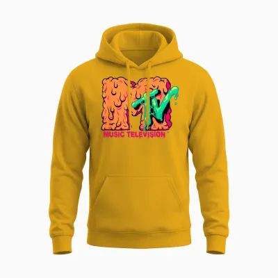 Mademark X Mtv - Mtv Logo Orange Slimy Goo Green Slime Melted Mtv Unisex Hoodie - Gold