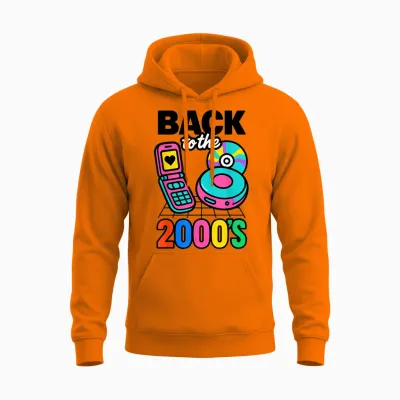 Back to the 2000s Retro Nostalgic Party Gift Unisex Hoodie - Safety Orange