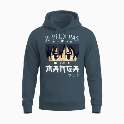 Je Peux Pas Jai Manga-Anime Humor Funny Manga T-Shirt, Black, S Unisex Hoodie - Dark Heather